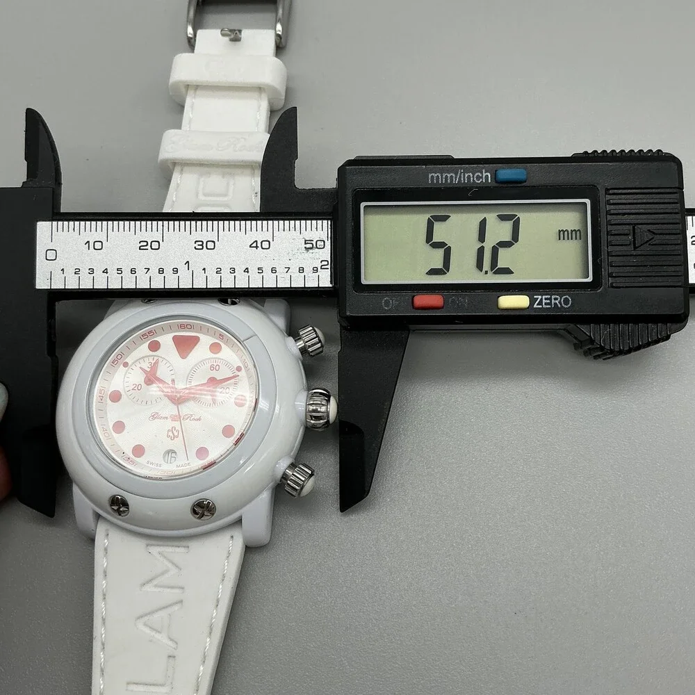 Glam Rock Miami Beach Chronograph Unisex Watch 45mm White Red Date New Battery